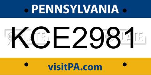KCE2981 Pennsylvania License Plate