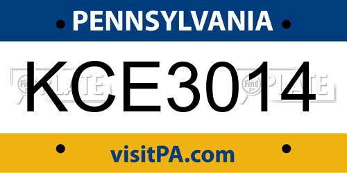 KCE3014 Pennsylvania License Plate