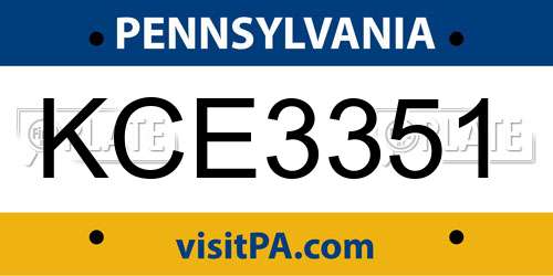 KCE3351 Pennsylvania License Plate
