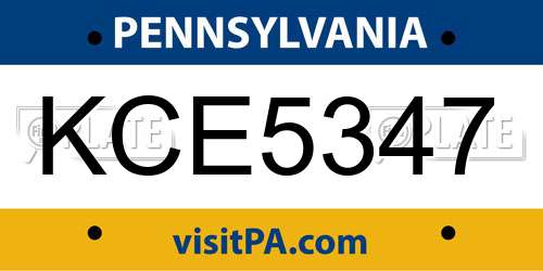 KCE5347 Pennsylvania License Plate