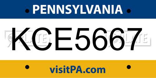KCE5667 Pennsylvania License Plate