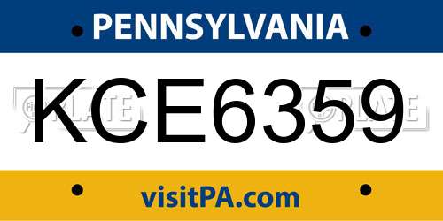 KCE6359 Pennsylvania License Plate