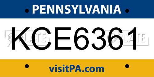 KCE6361 Pennsylvania License Plate