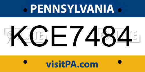 KCE7484 Pennsylvania License Plate
