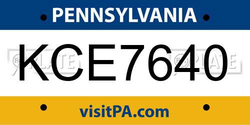 KCE7640 Pennsylvania License Plate