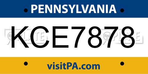 KCE7878 Pennsylvania License Plate