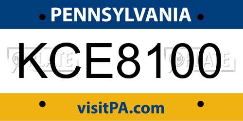 KCE8100 Pennsylvania License Plate