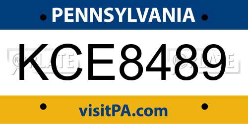 KCE8489 Pennsylvania License Plate