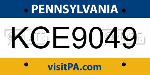 KCE9049 Pennsylvania License Plate