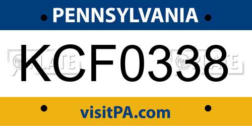 KCF0338 Pennsylvania License Plate