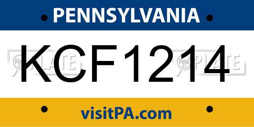 KCF1214 Pennsylvania License Plate