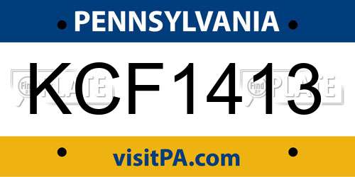 KCF1413 Pennsylvania License Plate