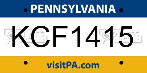 KCF1415 Pennsylvania License Plate