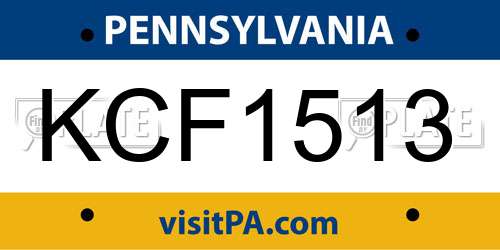 KCF1513 Pennsylvania License Plate