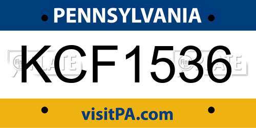 KCF1536 Pennsylvania License Plate