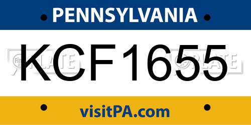 KCF1655 Pennsylvania License Plate