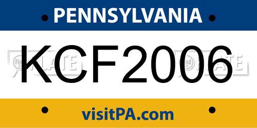 KCF2006 Pennsylvania License Plate
