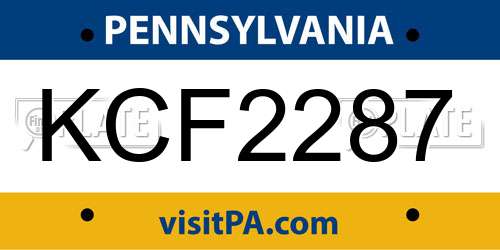 KCF2287 Pennsylvania License Plate