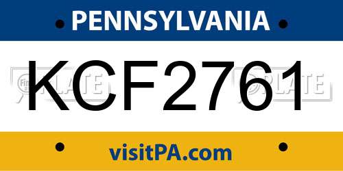 KCF2761 Pennsylvania License Plate