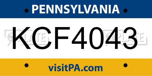KCF4043 Pennsylvania License Plate