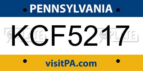KCF5217 Pennsylvania License Plate