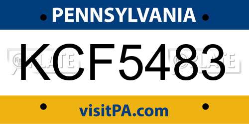 KCF5483 Pennsylvania License Plate