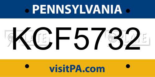 KCF5732 Pennsylvania License Plate