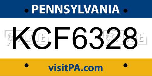 KCF6328 Pennsylvania License Plate