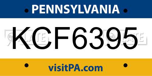KCF6395 Pennsylvania License Plate