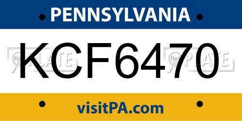 KCF6470 Pennsylvania License Plate