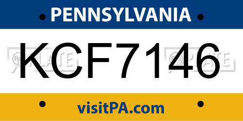 KCF7146 Pennsylvania License Plate