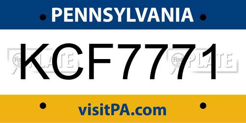 KCF7771 Pennsylvania License Plate