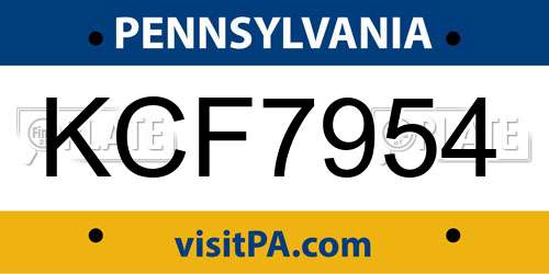 KCF7954 Pennsylvania License Plate