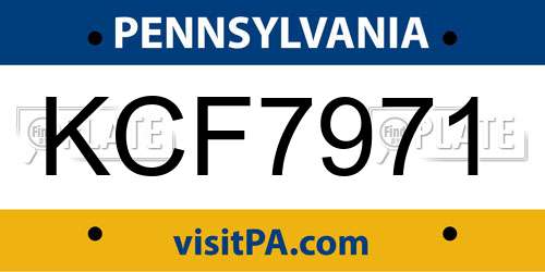 KCF7971 Pennsylvania License Plate