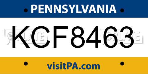 KCF8463 Pennsylvania License Plate