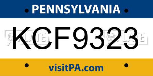 KCF9323 Pennsylvania License Plate