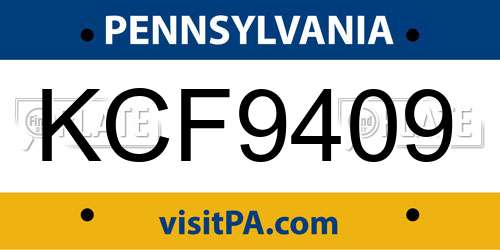 KCF9409 Pennsylvania License Plate