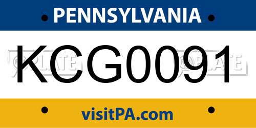 KCG0091 Pennsylvania License Plate