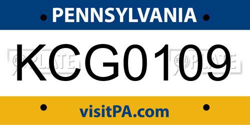 KCG0109 Pennsylvania License Plate