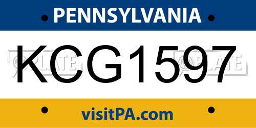 KCG1597 Pennsylvania License Plate