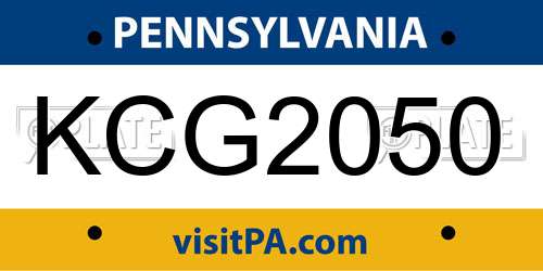 KCG2050 Pennsylvania License Plate