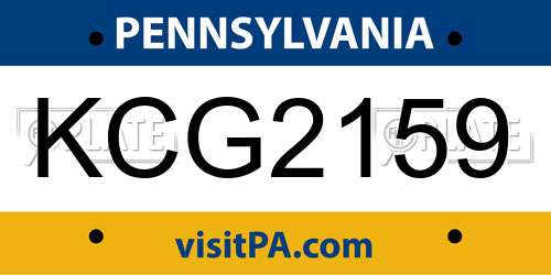 KCG2159 Pennsylvania License Plate