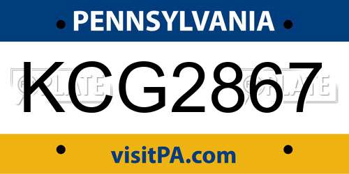 KCG2867 Pennsylvania License Plate