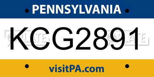 KCG2891 Pennsylvania License Plate