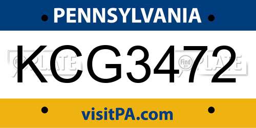 KCG3472 Pennsylvania License Plate