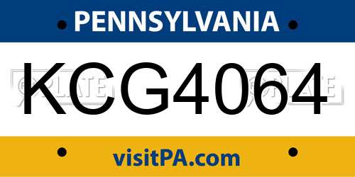 KCG4064 Pennsylvania License Plate