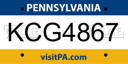 KCG4867 Pennsylvania License Plate