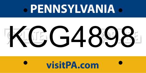 KCG4898 Pennsylvania License Plate