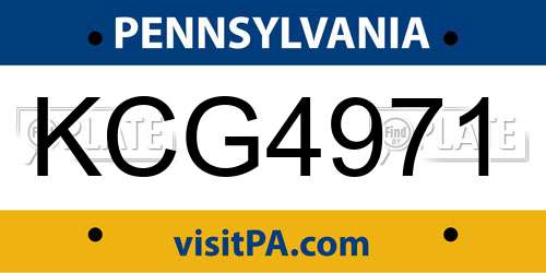 KCG4971 Pennsylvania License Plate