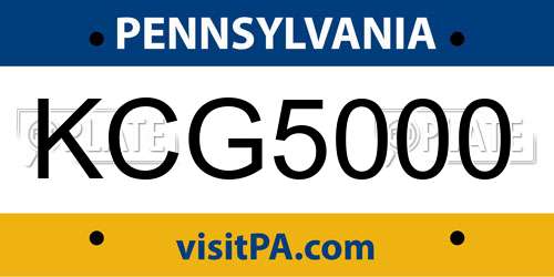 KCG5000 Pennsylvania License Plate